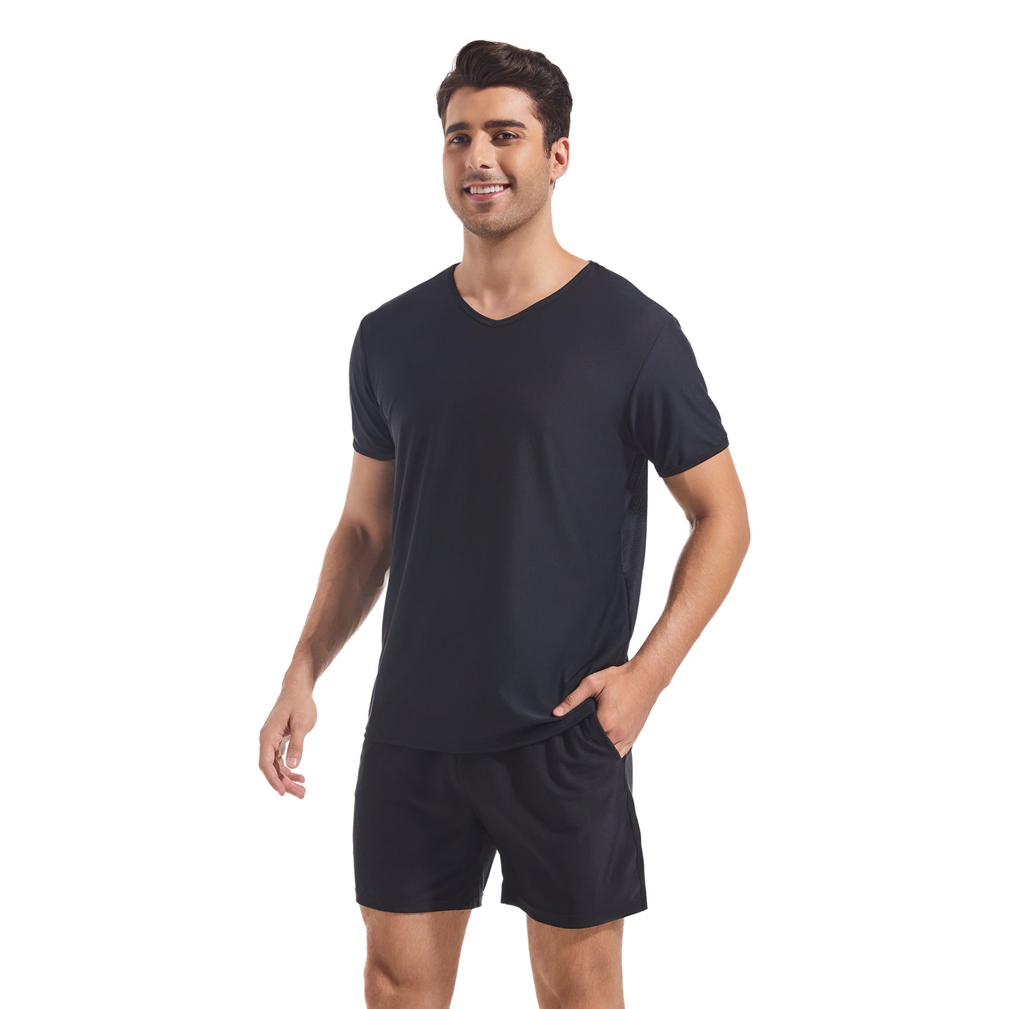 MEN'S V NECK TAN-THROUGH SHIRT