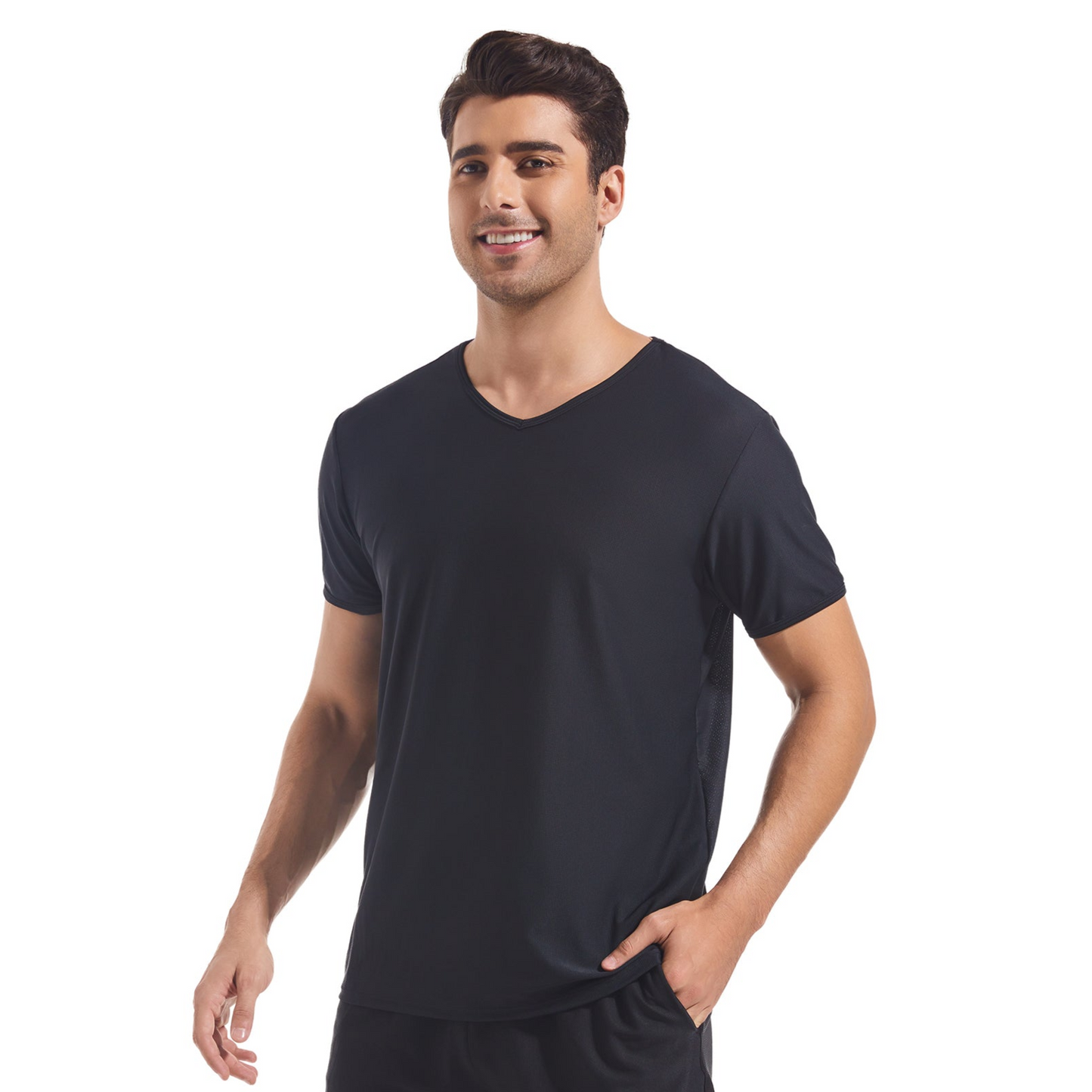 MEN'S V NECK TAN-THROUGH SHIRT