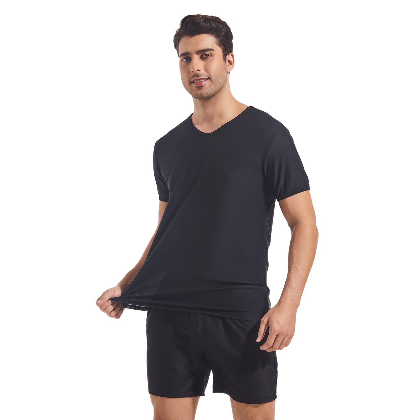 MEN'S V NECK TAN-THROUGH SHIRT