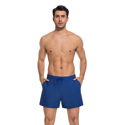 MEN'S AZURE TAN-THROUGH SWIM TRUNKS — view 2 | OLUZU SWIM