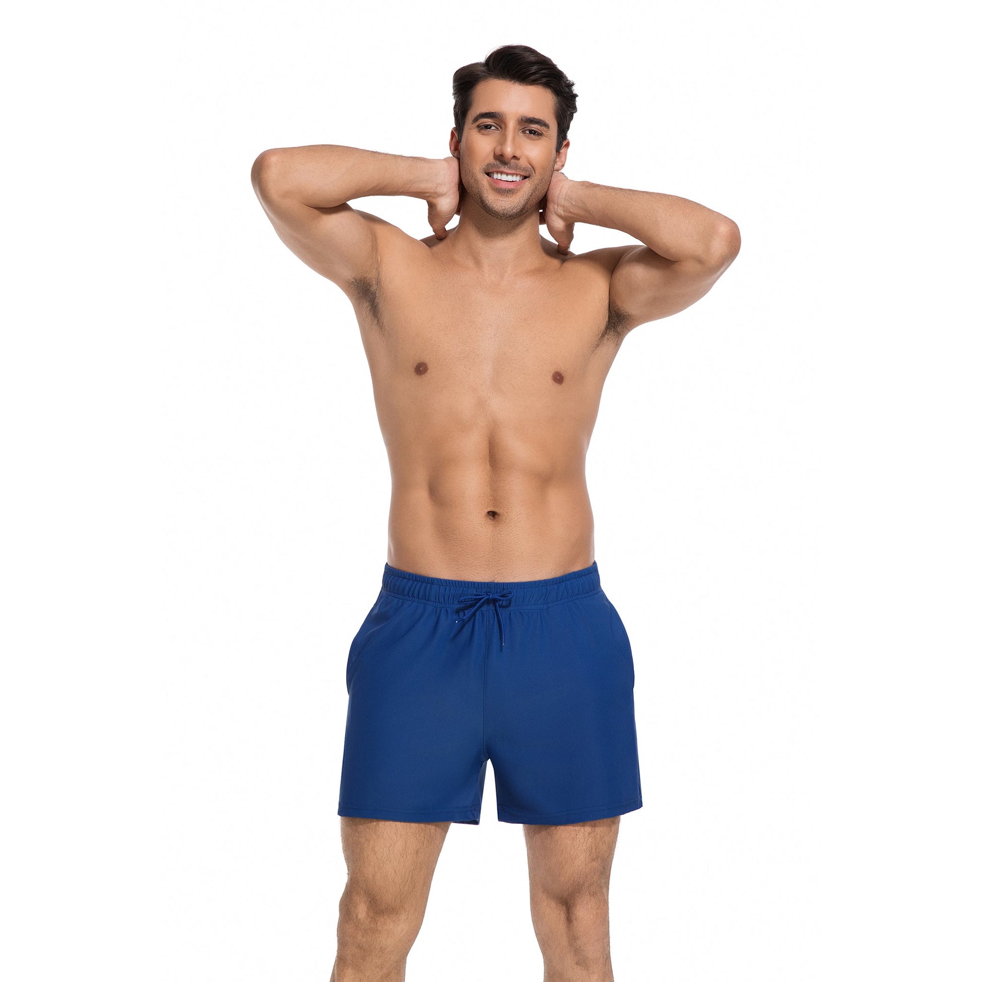MEN'S AZURE TAN-THROUGH SWIM TRUNKS — view 4 | OLUZU SWIM