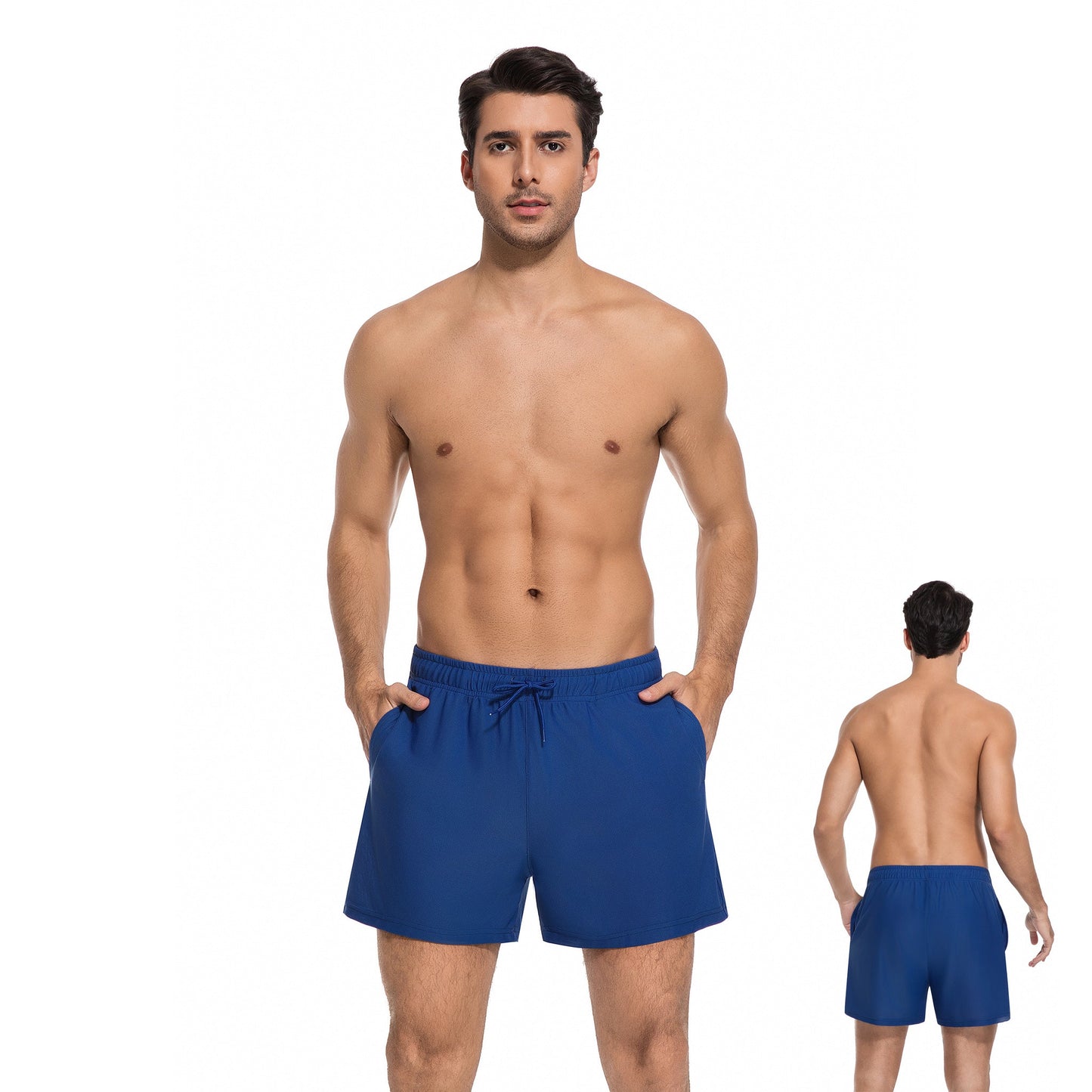 MEN'S AZURE TAN-THROUGH SWIM TRUNKS — view 7 | OLUZU SWIM