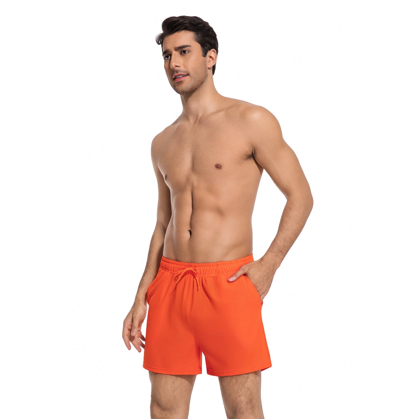 MEN'S CORAL TAN-THROUGH SWIM TRUNKS — view 2 | OLUZU SWIM