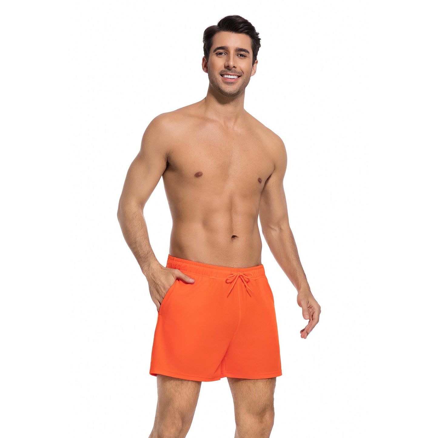 MEN'S CORAL TAN-THROUGH SWIM TRUNKS — view 3 | OLUZU SWIM