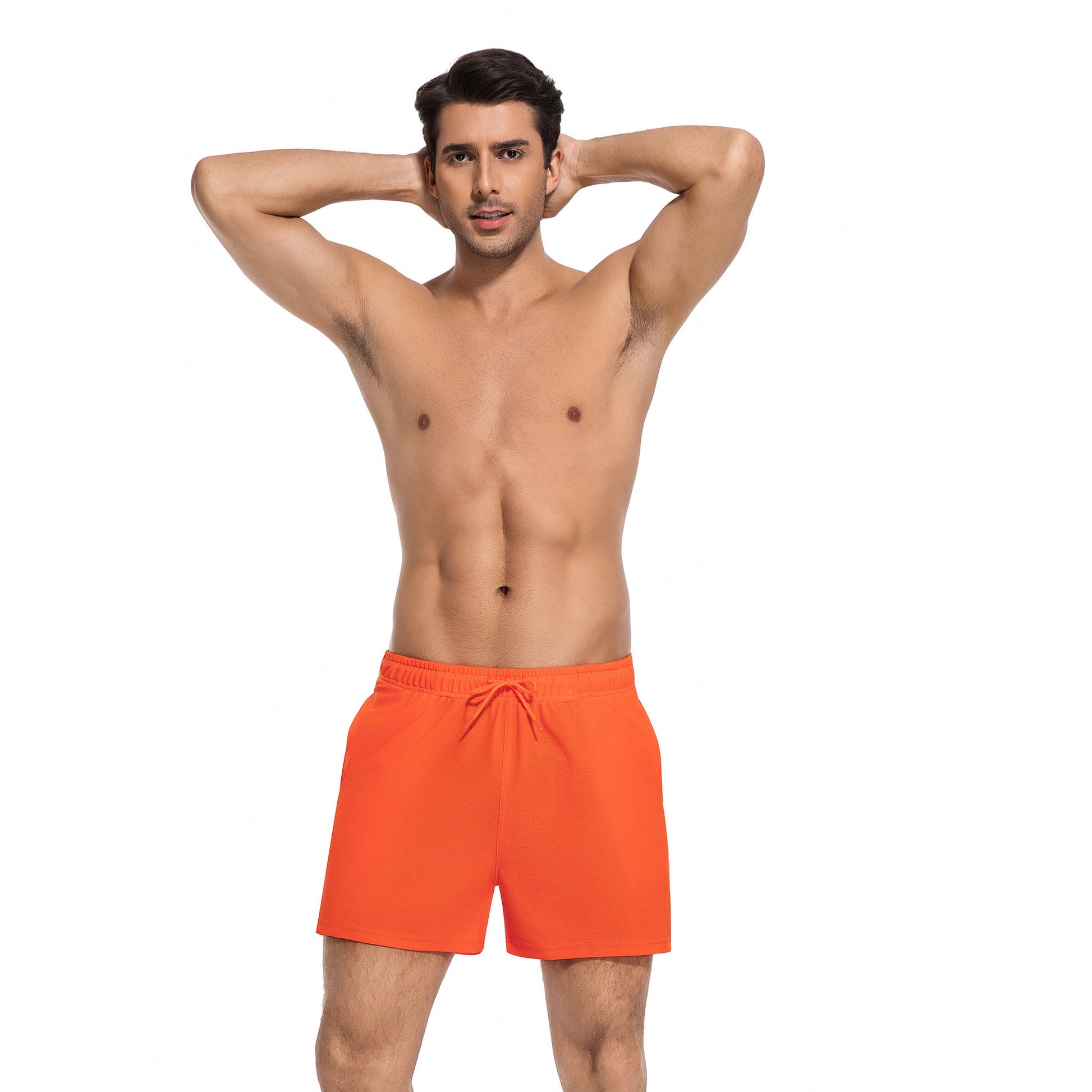 MEN'S CORAL TAN-THROUGH SWIM TRUNKS — view 4 | OLUZU SWIM