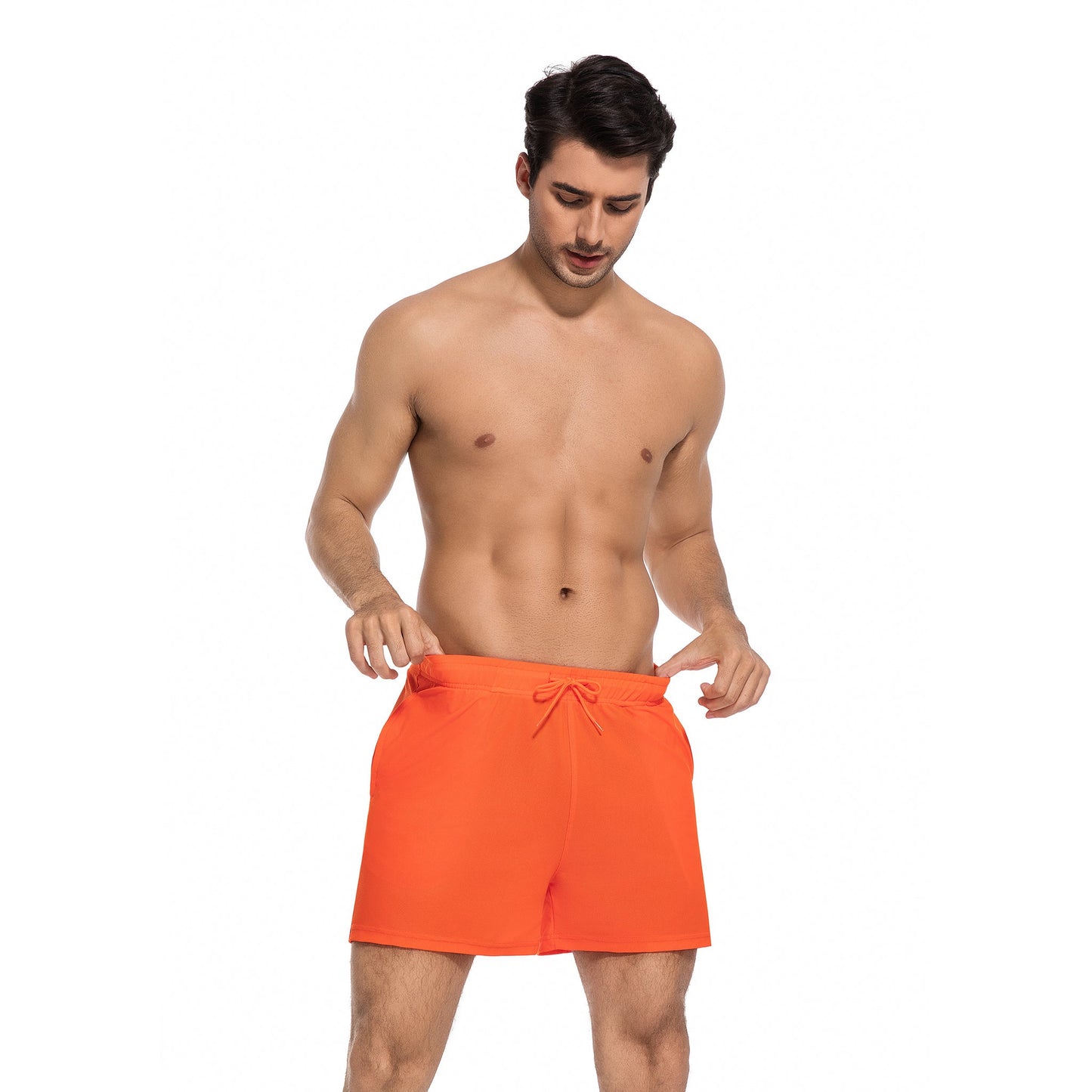 MEN'S CORAL TAN-THROUGH SWIM TRUNKS — view 5 | OLUZU SWIM