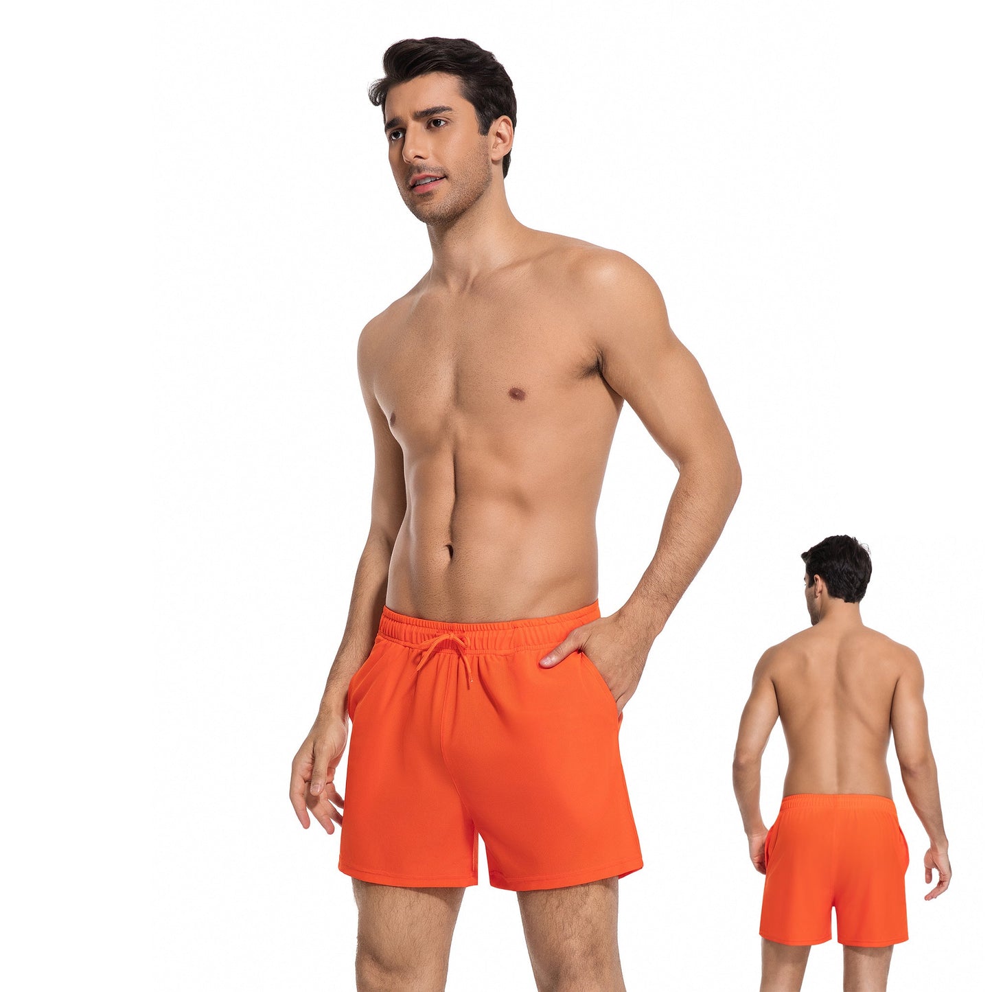 MEN'S CORAL TAN-THROUGH SWIM TRUNKS — view 7 | OLUZU SWIM
