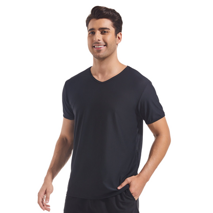 MEN'S V NECK TAN-THROUGH TOP