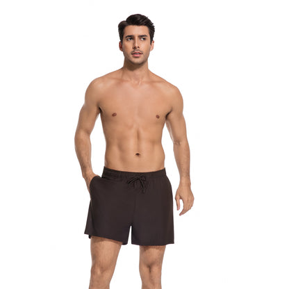 MEN'S BROWN TAN-THROUGH SWIM TRUNKS — view 2 | OLUZU SWIM