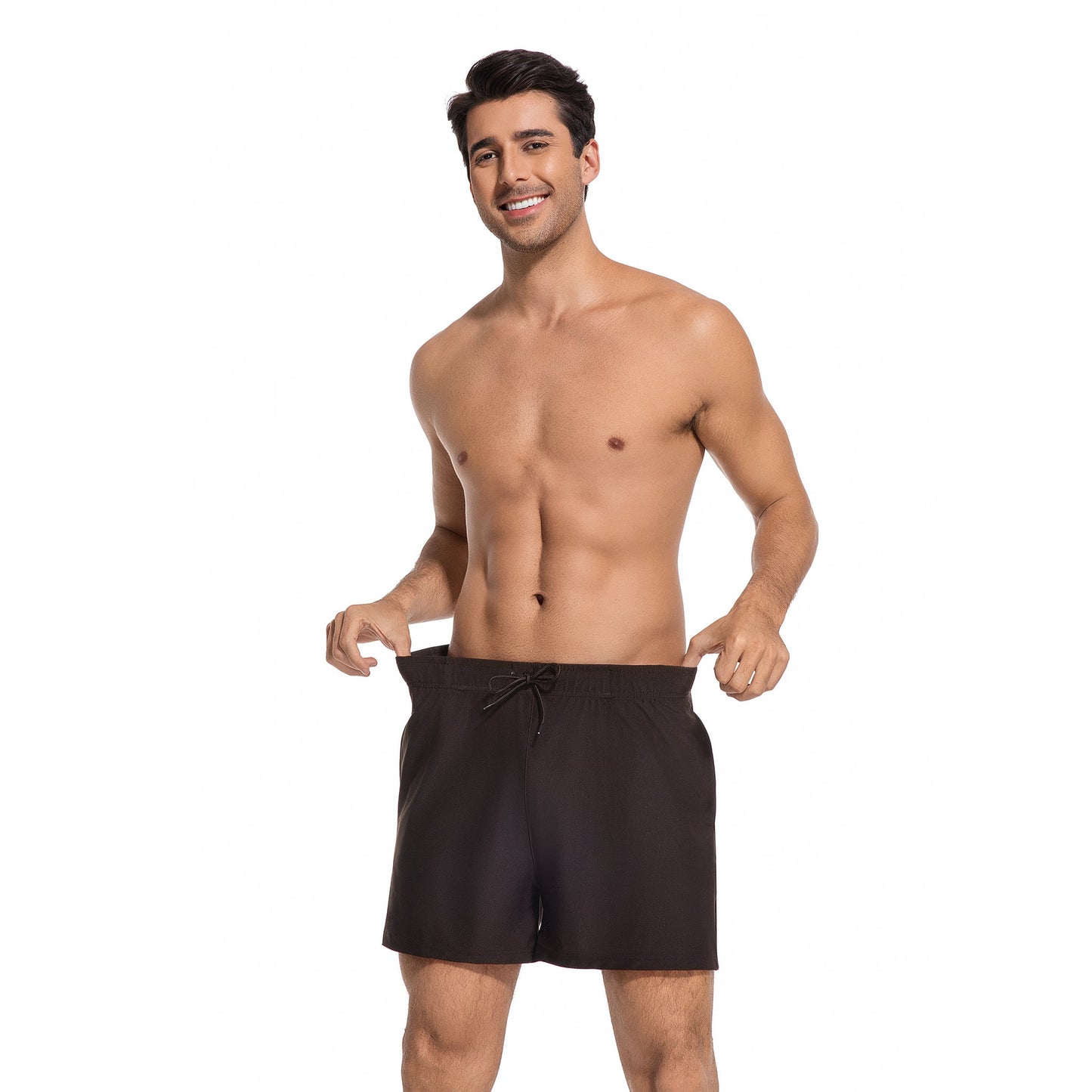MEN'S BROWN TAN-THROUGH SWIM TRUNKS — view 5 | OLUZU SWIM