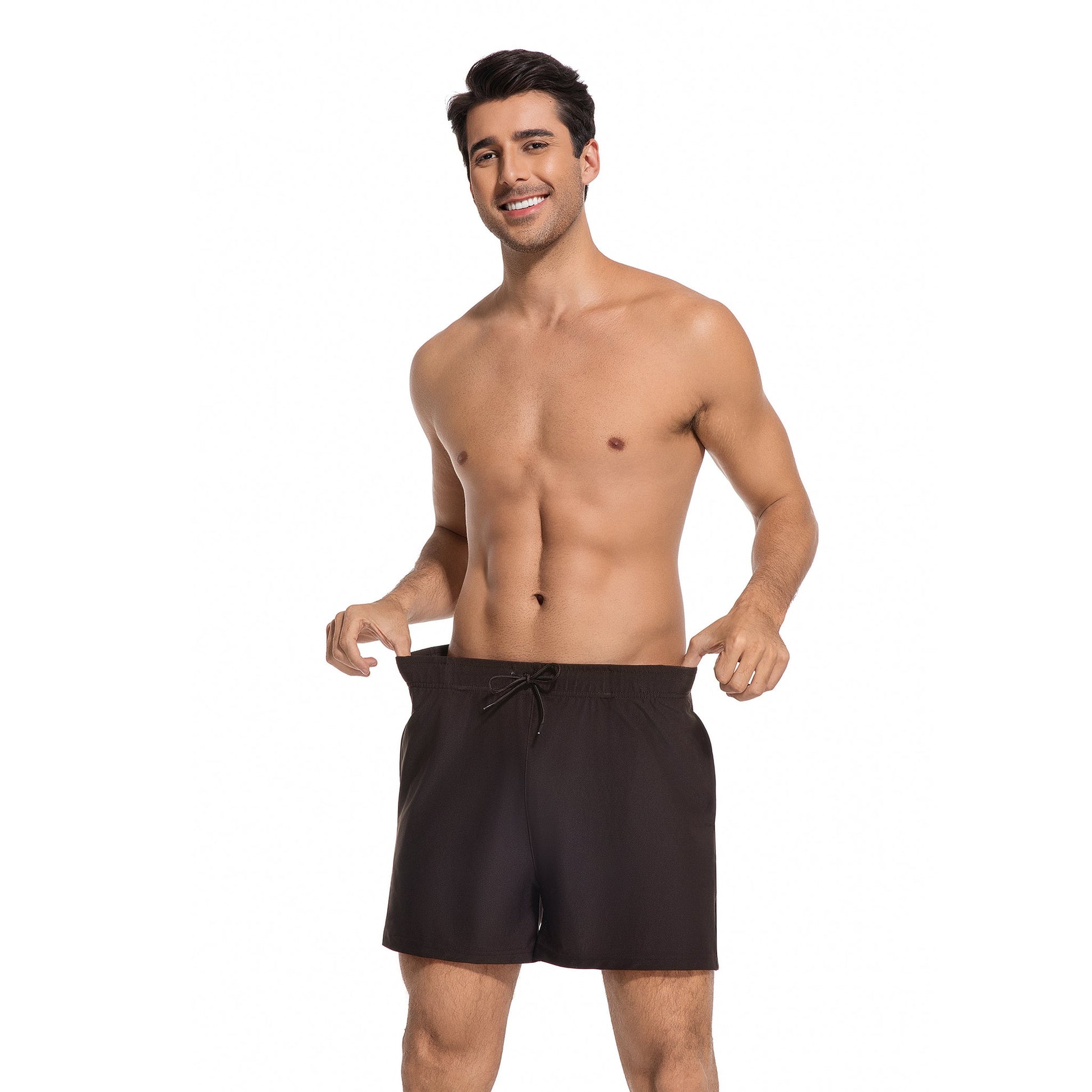MEN'S BROWN TAN-THROUGH SWIM TRUNKS — view 5 | OLUZU SWIM