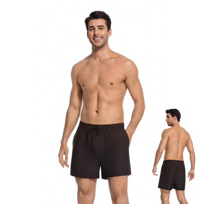 MEN'S BROWN TAN-THROUGH SWIM TRUNKS — view 8 | OLUZU SWIM