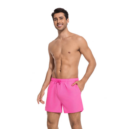 MEN'S PINK TAN-THROUGH SWIM TRUNKS — view 2 | OLUZU SWIM