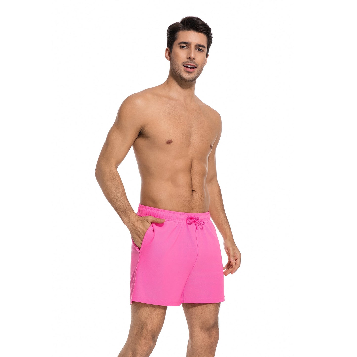 MEN'S PINK TAN-THROUGH SWIM TRUNKS — view 4 | OLUZU SWIM