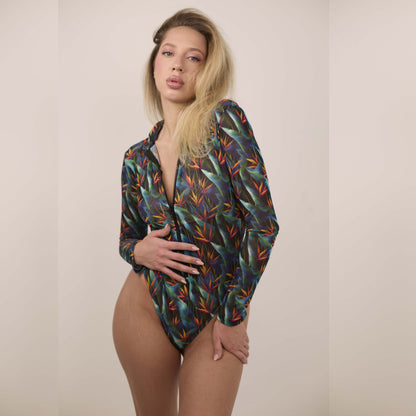 WILD BLOOM TAN-THROUGH ONE PIECE — view 6 | OLUZU SWIM
