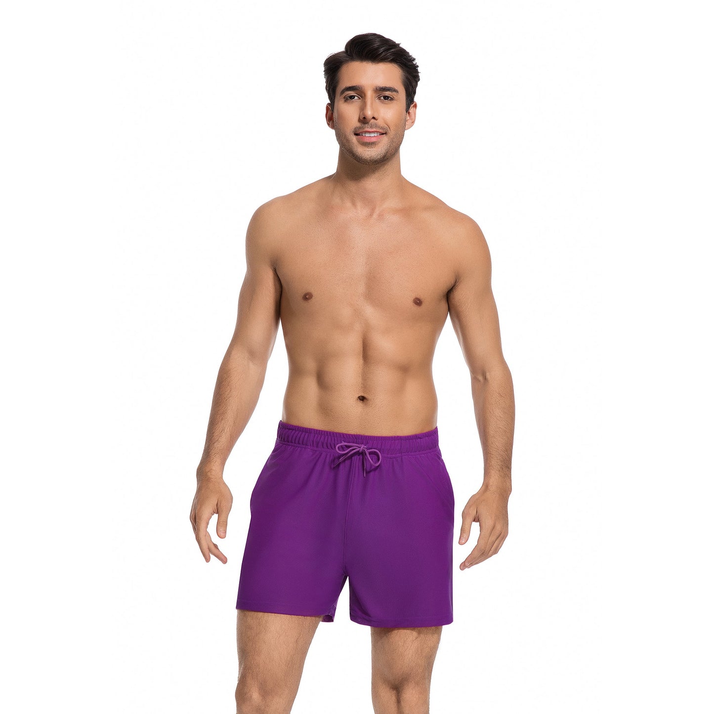 MEN'S SLATE TAN-THROUGH SWIM TRUNKS — view 2 | OLUZU SWIM
