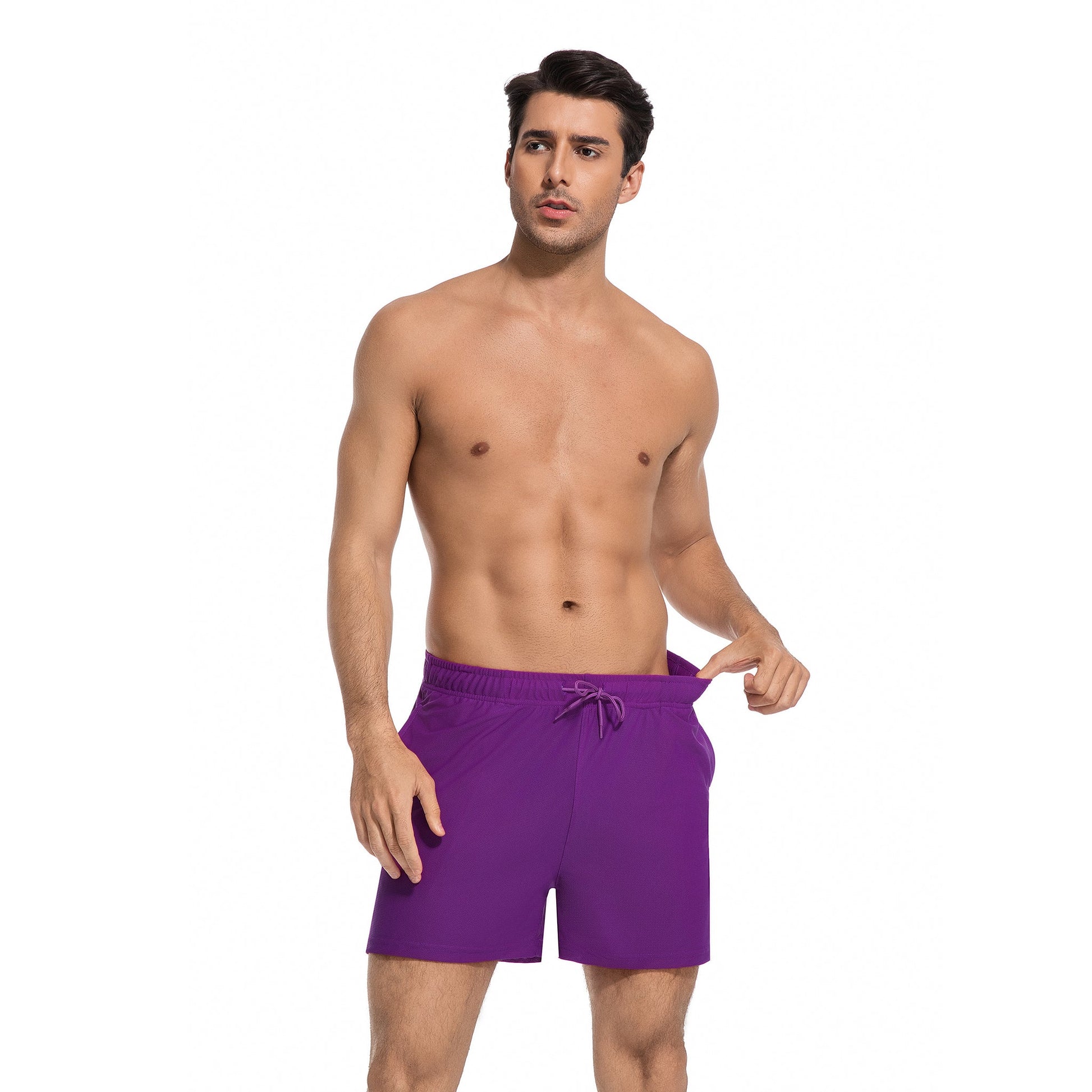 MEN'S SLATE TAN-THROUGH SWIM TRUNKS — view 5 | OLUZU SWIM