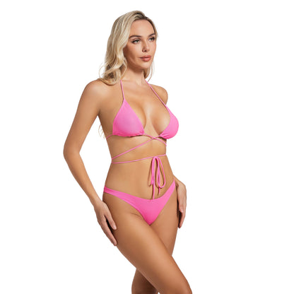 PINK SERENADE TAN-THROUGH BIKINI SET — lifestyle view 4 | OLUZU SWIM