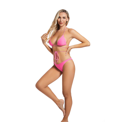 PINK SERENADE TAN-THROUGH BIKINI SET — lifestyle view 5 | OLUZU SWIM