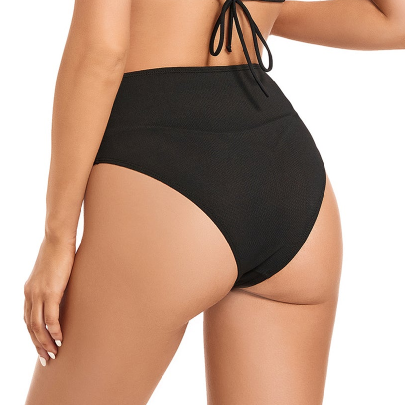 HIGH WAIST FULL COVERAGE TAN-THROUGH  BIKINI BOTTOM