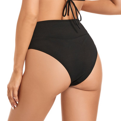 HIGH WAIST FULL COVERAGE TAN-THROUGH  BIKINI BOTTOM