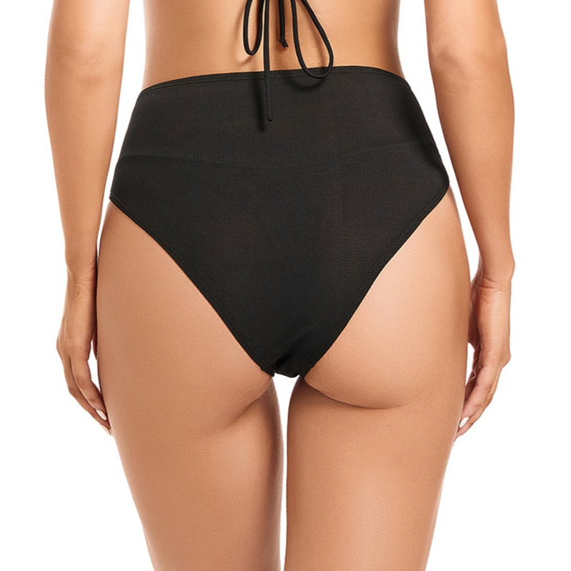 HIGH WAIST FULL COVERAGE TAN-THROUGH  BIKINI BOTTOM