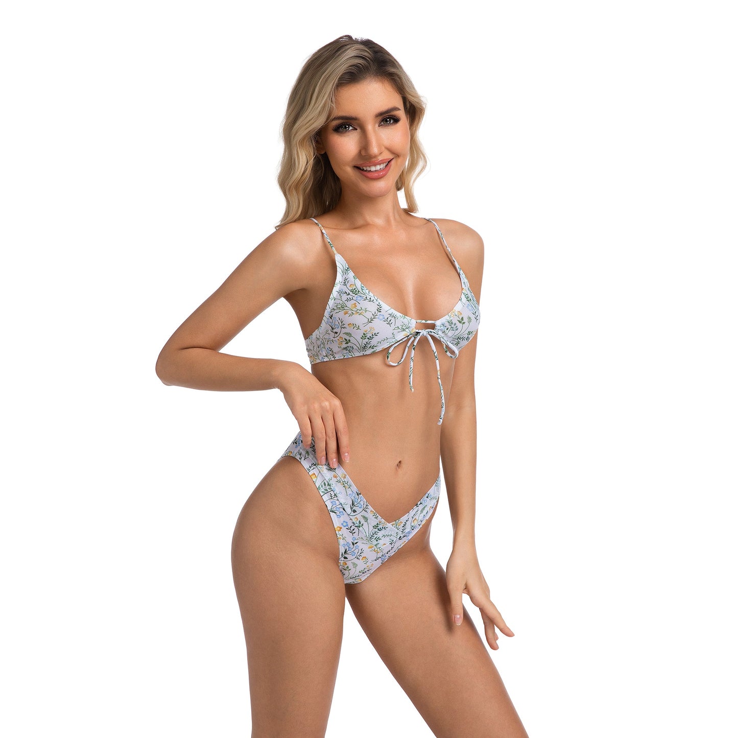 EDEN PRINT TAN-THROUGH BIKINI SET — view 2 | OLUZU SWIM