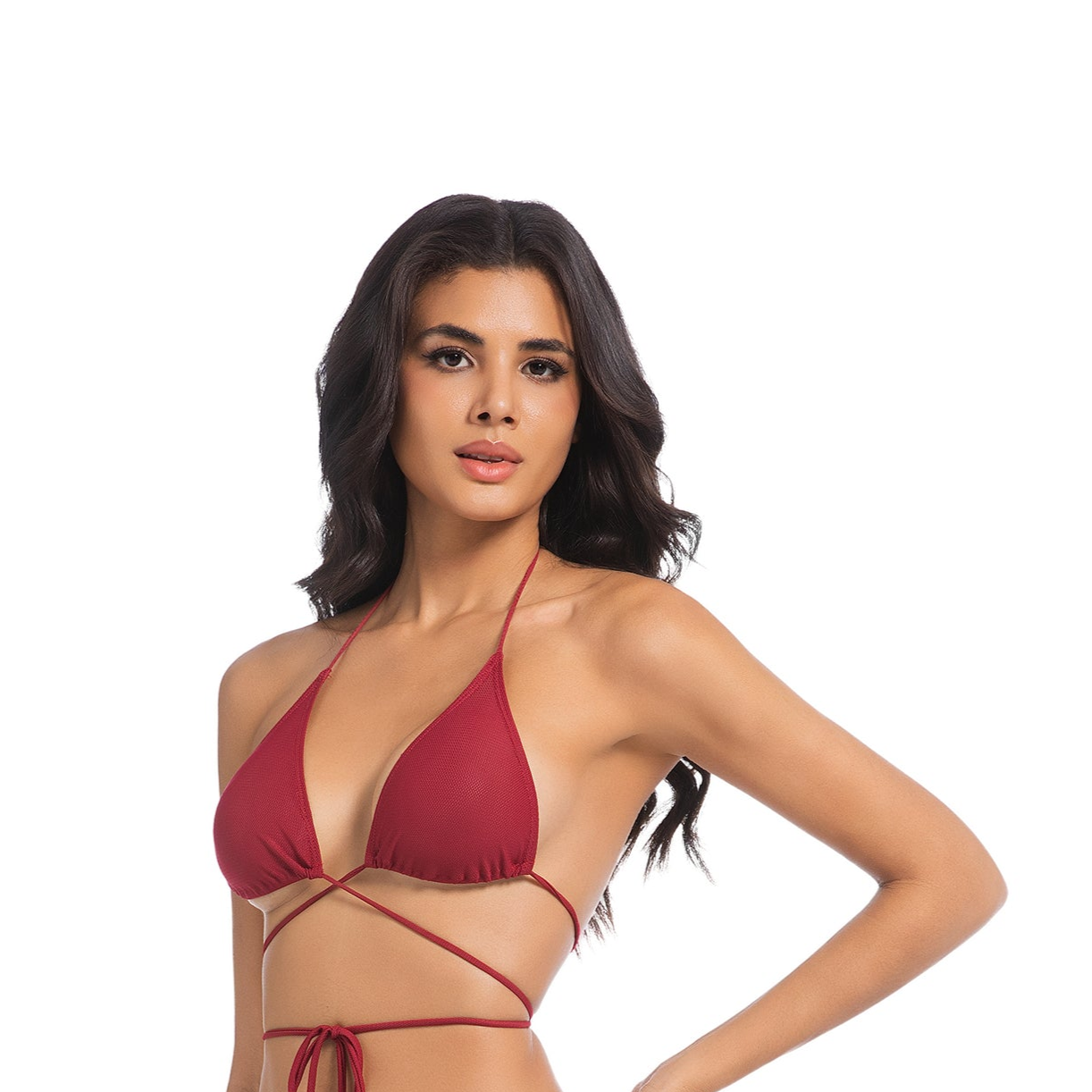 CALYPSO CURRENT TAN-THROUGH BIKINI TOP