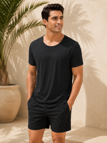 MEN'S SCOOP NECK TAN-THROUGH SHIRT