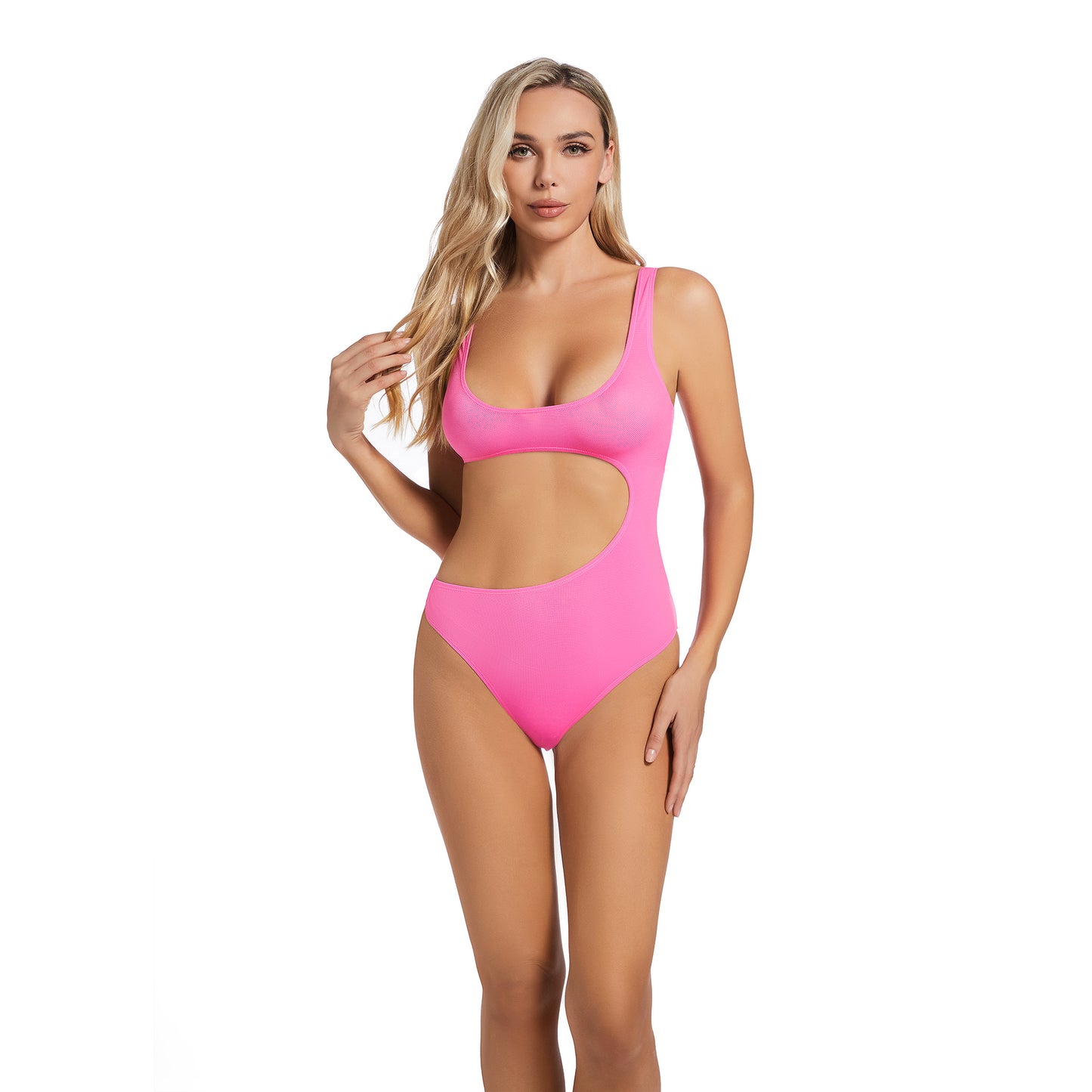 PINK MERMAID TAN-THROUGH ONE PIECE