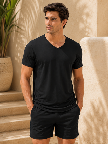 MEN'S V NECK TAN-THROUGH SHIRT